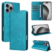 for iPhone 12 Pro Max Wallet Case, PU Leather + TPU, Magnetic Card Holder with Kickstand, Shockproof Full Body Protective Flip Cover, Classic Design for iPhone 12 Pro Max Men Women, Bluegreen