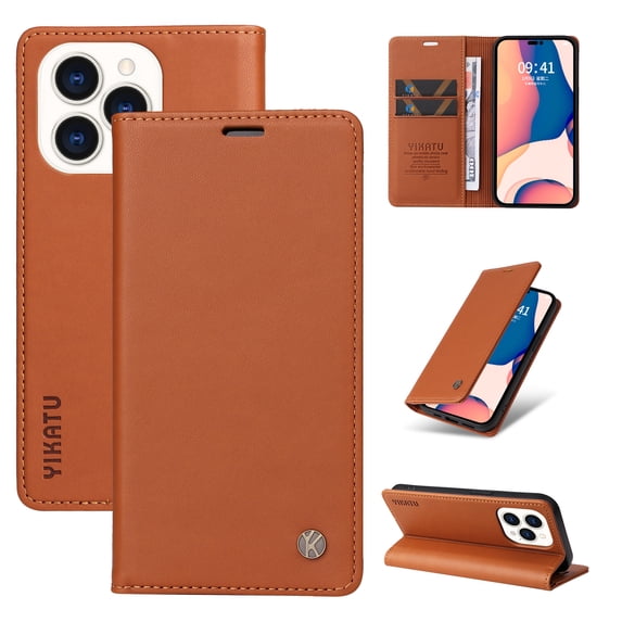 for iPhone 12 Pro Max Wallet Case with RFID Blocking Credit Card Holder,Classic Vegan PU Premium Leather Folio Magneitc Flip Kickstand Shockproof Cover for iPhone 12 Pro Max Phone case,Yellow