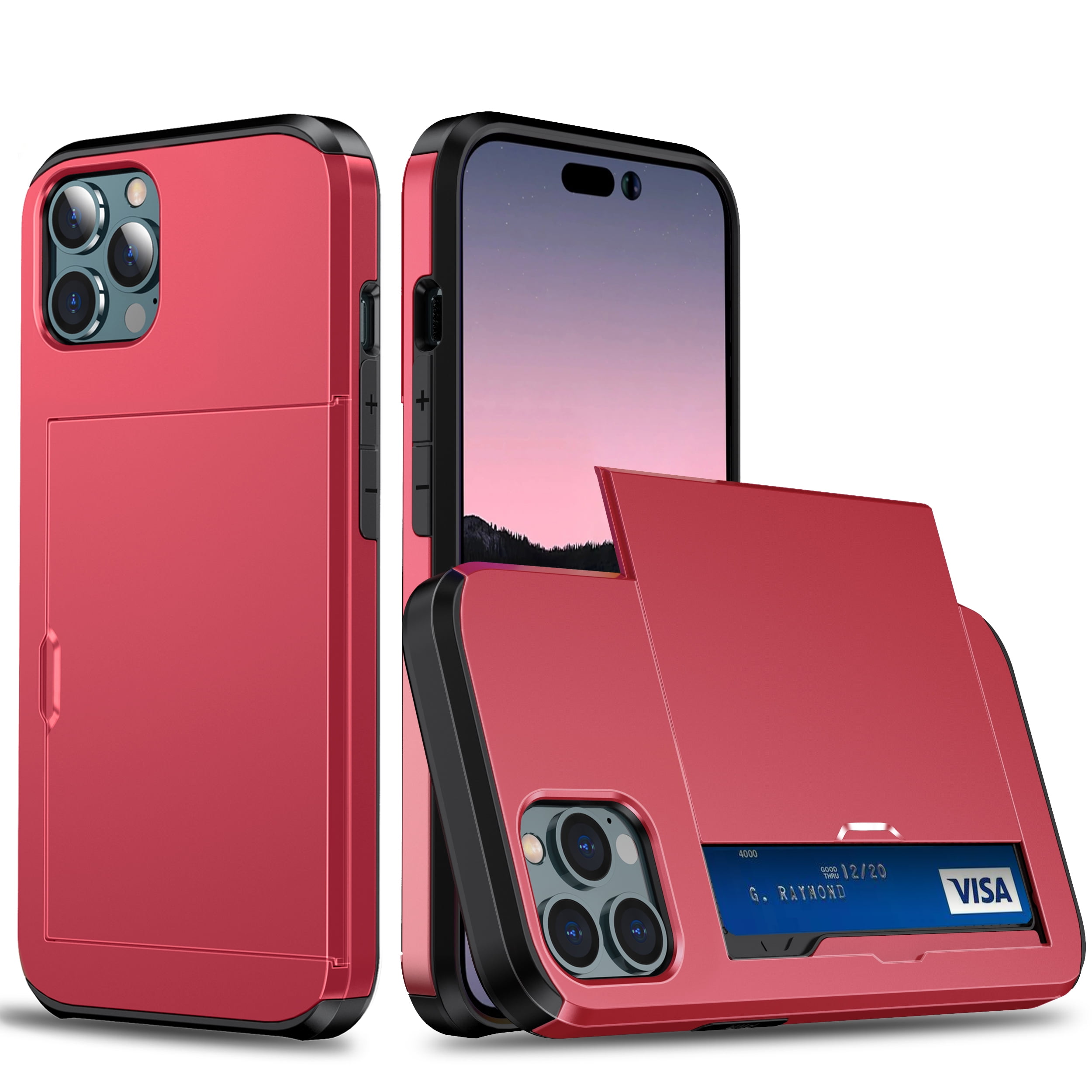 iPhone 12 Pro Max ケース for iPhone 12 Pro Max Wallet Case with Sliding Door Hidden Pocket