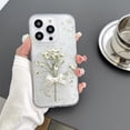 thumbnail image 1 of for iPhone 12 Pro Max [White Flower Bow Case][Full Star Real Flower Gold Foil Transparent Case][Press Dry Real Flower with Bracelet Case] Soft TPU for Women and Girls 6.7", 1 of 14