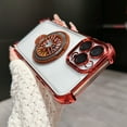 thumbnail image 1 of for iPhone 12 Pro Plating Case with Rotating Gyroscope Magnetic Ring Stand Full Camera Lens Protection Compatible with MagSafe Clear Back Phone Cover for iPhone 12 Pro, Red, 1 of 10
