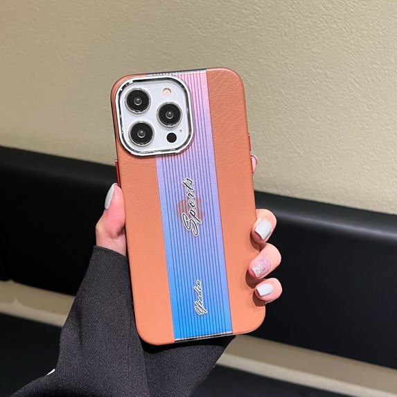 for iPhone 12 Pro Soft TPU Case, Luxury Ultra Slim Shock-resistance Anti-fingerprint Lightweight PU Leather Texture Outside + Glitter Inner Phone Case Cover for iPhone 12 Pro, Orange