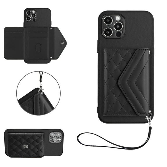 for iPhone 12 Pro Wallet Case with Card Holder, Elegant Durable PU Leather Protective Magnetic Closure Flip Phone Cover Kickstand RFID Blocking for Women Girls for iPhone 12 Pro, Black