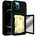 thumbnail image 1 of iPhone 12 Pro Wallet Case, iPhone 12 Case, Dteck Card Holder Cover with Hidden Mirror Dual Layer Shockproof Heavy Duty Protection All-Round Armor Protective Case for iPhone 12 / 12 Pro, Black, 1 of 6
