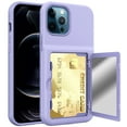 thumbnail image 1 of iPhone 12 Pro Wallet Case, iPhone 12 Case, Dteck Card Holder Cover with Hidden Mirror Dual Layer Shockproof Heavy Duty Protection All-Round Armor Protective Case for iPhone 12 / 12 Pro, Light Purple, 1 of 6