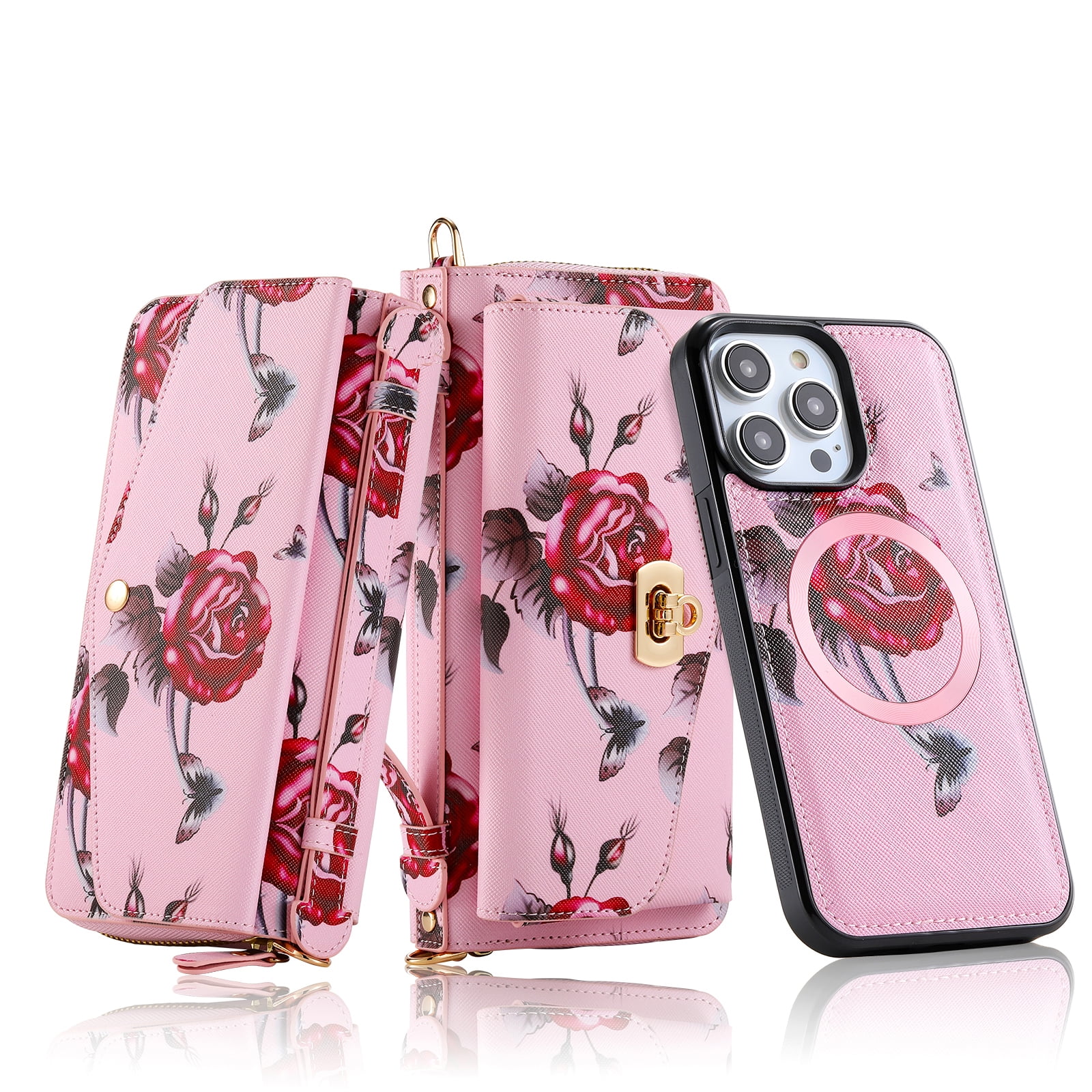 for iPhone 12 Pro Wallet Case - Magnetic Detachable Back Case with RFID ...