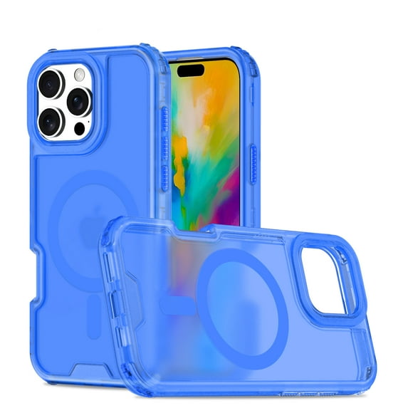 for iPhone 12 Pro / iPhone 12 6.1" Magnetic Case, Compatible with Mag-Safe, Shockproof Military-Grade Drop Protection, Yellowing Resistant, Magnetic Case with Detachable Side Key, Blue