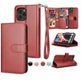 thumbnail image 1 of iPhone 12 Pro / iPhone 12 6.1" Wallet Case, Njjex Luxury PU Leather Wallet Case Flip Folio Cover ID Cash Credit Card Holder [9 Card Slots] Kickstand Lanyard Phone Cover -Wine Red, 1 of 6