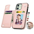 thumbnail image 1 of iPhone 12 Pro / iPhone 12 Wallet Case, iPhone 12 PU Leather Case, Njjex PU Leather Slim Folio Flip Kickstand Shockproof Cards Holder Wallet Case Cover -Rose Gold, 1 of 11