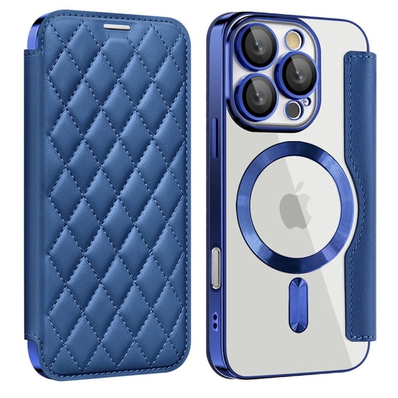 for iPhone 12 Wallet Case with RFID Blocking Credit Card Holder,Compatible with MagSafe,PU Leather Flip Kickstand Shockproof Cover Women Men for iPhone 12 Phone case,Royalblue