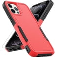 thumbnail image 1 of for iPhone 12 / iPhone 12 PRO Case: Dual Layer Protective Heavy Duty Cell Phone Case Shockproof Rugged Bumper Tough with Screen Protector - Military Grade Drop Tested for iPhone 12/12 PRO, Red, 1 of 16