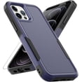 thumbnail image 1 of for iPhone 12 / iPhone 12 PRO Case: Dual Layer Protective Heavy Duty Cell Phone Case Shockproof Rugged Bumper Tough with Screen Protector - Military Grade Drop Tested for iPhone 12/12 PRO, Blue, 1 of 16