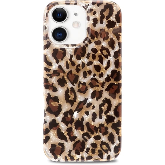 for iPhone 12/iPhone 12 Pro 6,1'' Cheetah Print Case, Shiny Vintage Leopard Cheetah Pearly Shell Animal Print Pattern Soft Silicone Cover for Girls Women Anti Scratch Protective Phone Case