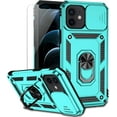 thumbnail image 1 of for iPhone 12 / iPhone 12 Pro Case with Camera Lens Cover HD Screen Protector, Military Grade Drop Protection Magnetic Ring Holder Kickstand Protective Phone Case for iPhone 12 / 12 Pro (Mint), 1 of 17
