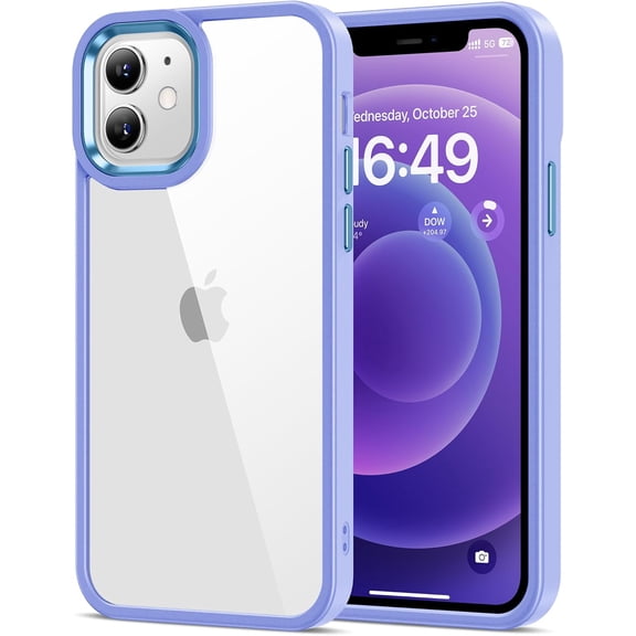 for iPhone 12 and iPhone 12 Pro Case Clear [Anti-Yellowing] Anti-Scratch Transparent Hard Back and Soft Edge [Military Grade Drop Protection] Shockproof Phone Cover - Light Purple