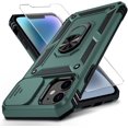 thumbnail image 1 of for iPhone 12 / iPhone 12 Pro Case with Slide Camera Cover HD Screen Protector Heavy Duty Military Grade Shockproof Magnetic Ring Holder Kickstand Phone Case for iPhone 12/12 Pro,Pine Green, 1 of 12