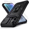 thumbnail image 1 of for iPhone 12 / iPhone 12 Pro Case with Slide Camera Cover HD Screen Protector Heavy Duty Military Grade Shockproof Magnetic Ring Holder Kickstand Phone Case for iPhone 12/12 Pro,Black, 1 of 12