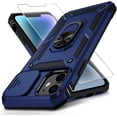 thumbnail image 1 of for iPhone 12 / iPhone 12 Pro Case with Slide Camera Cover HD Screen Protector Heavy Duty Military Grade Shockproof Magnetic Ring Holder Kickstand Phone Case for iPhone 12/12 Pro,Navy Blue, 1 of 6