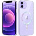 thumbnail image 1 of for iPhone 12/iPhone 12 Pro Magnetic Case [Compatible with Magsafe], Clear Glitter Full Body Protective Cover Slim TPU Transparent Shockproof Bling Phone Case for iPhone 12/12 Pro 6.1", Clear, 1 of 18