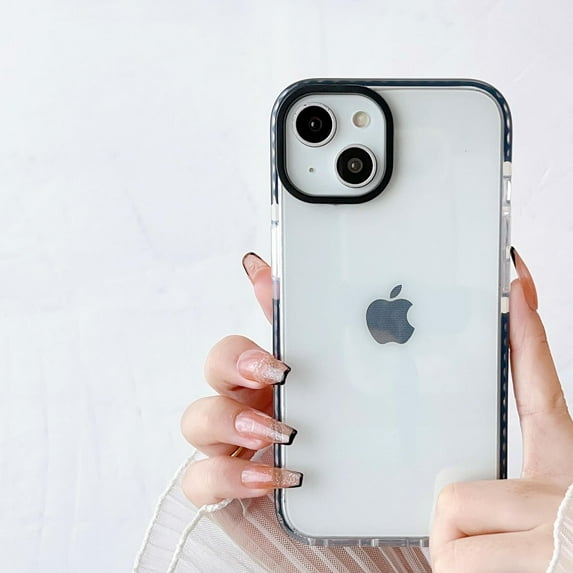 for iPhone 12 for iPhone 12 Pro Phone Case, Neon Clear Fluorescent Transparent Case,Soft Slim Bumper Protective Case for iPhone 12 for iPhone 12 Pro 6.1 inches - Clear with Black Frame