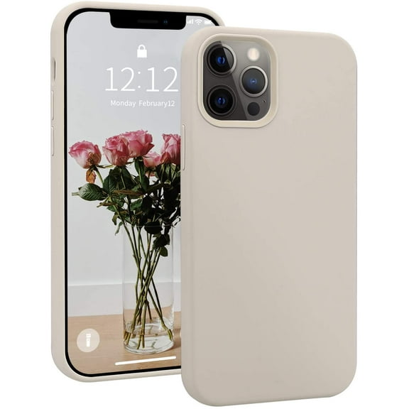 iPhone 12/iPhone 12 Pro Silicone Case, Full Body Protective Phone Case, Premium Soft Rubber Shockproof Case Compatible with Apple iPhone 12/12 Pro(6.1Inch) (Stone)