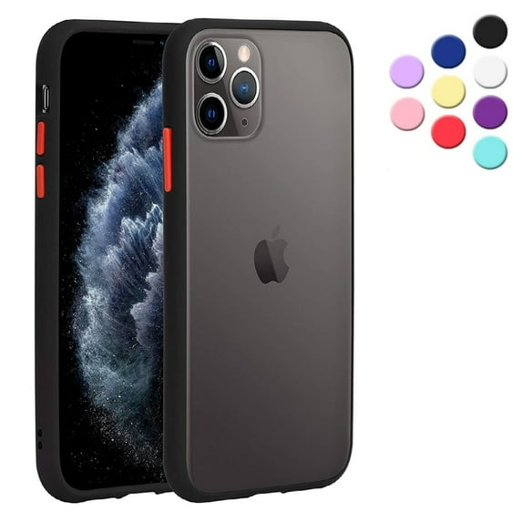 Entronix Shockproof Matte Case Designed for iPhone 12 Pro with Soft TPU Bumper, Slim Case Black