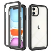 iPhone 12 mini Case with Built in Screen Protector,Dteck Full-Body Shockproof Rubber Hybrid Protection Crystal Clear PC Back Protective Phone Case Cover for Apple iPhone 12 mini,Black