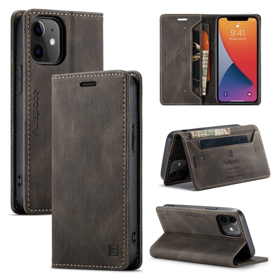 iPhone 12 mini Wallet Case, Dteck Leather Flip Wallet Case with RFID Blocking Card Slot Magnetic Closure Folio Phone Case for Apple iPhone 12 mini 5.4 inch, Coffee