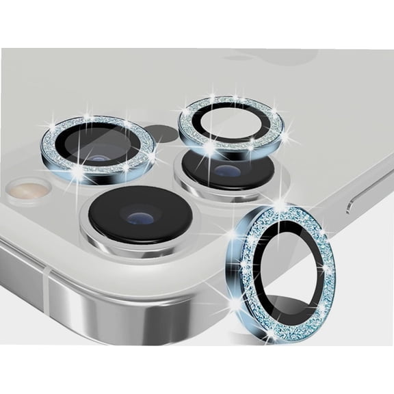 for iPhone 13/13 mini Camera Lens Protector, 2 PCS Dual Camera Protective Film Cover Shield, Metal Cap Ring Frame, HD Glass Face Cover, Anti-Scratch, Case Friendly - Blue