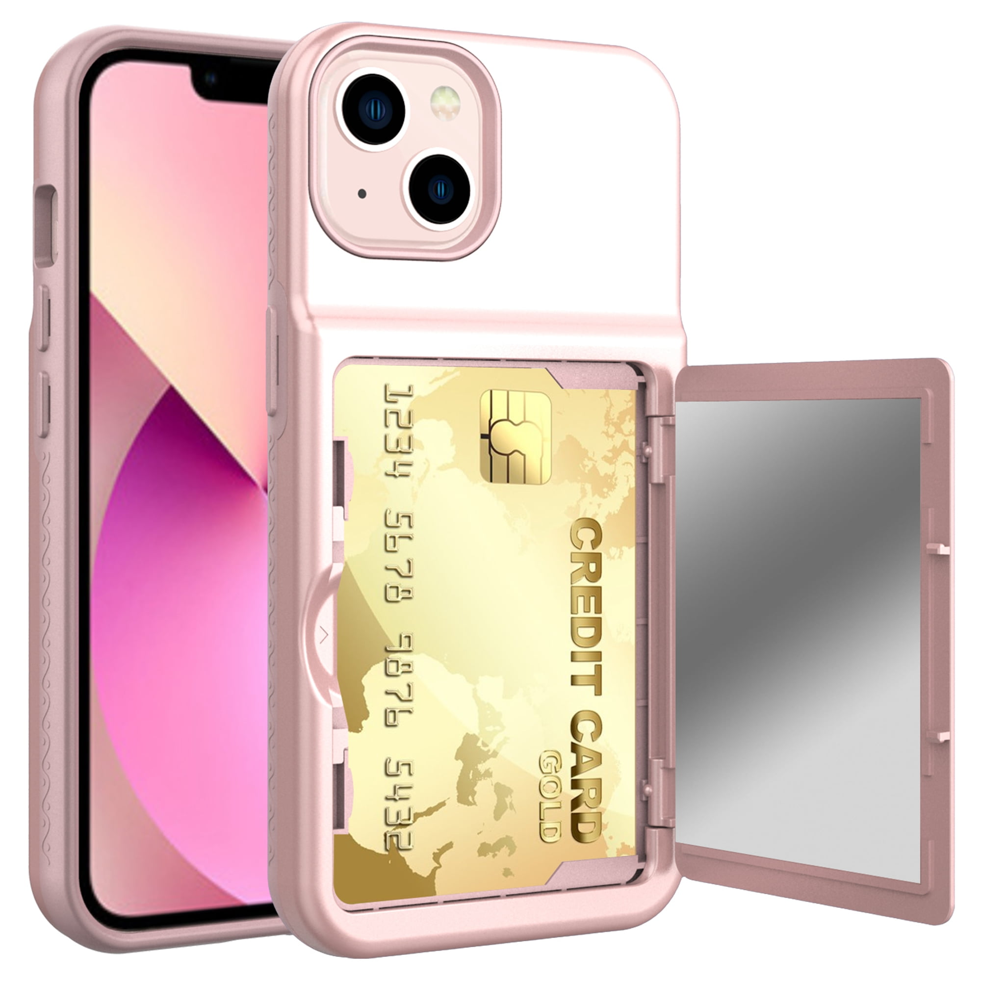 iPhone 13 Dteck Wallet Case, Shockproof Rubber Hybrid PC, Dual Layer ...