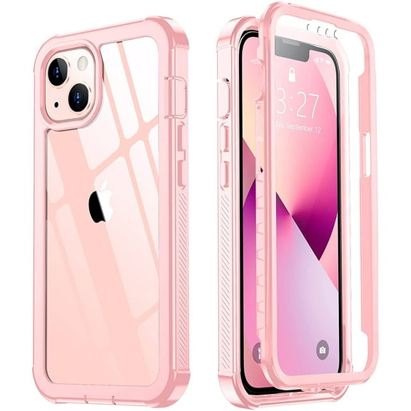 for iPhone 13 Case, [360 Full Body] [Heavy Duty Protection] with Built-in Screen Protector Tough Rugged 12 FT Dropproof Shockproof Dust-Proof Bumper Case for iPhone 13 6.1 inch Pink