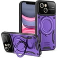 thumbnail image 1 of for iPhone 13 Case with 360° Rotatable Invisible Ring Stand, Large Window Design Compatible with Magsafe, Military-Grade Protection Shockproof Phone Cover for Women Men, Purple, 1 of 15
