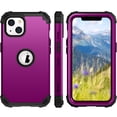 thumbnail image 1 of iPhone 13 Case 6.1",Decase Slim Hybrid Heavy Duty Rugged Defender Armor Cover Shockproof Anti-Scratch 3 In 1 Silicone Bumper Hard PC Back  Case for Apple iPhone 13 6.1", Purple, 1 of 6