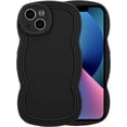 thumbnail image 1 of for iPhone 13 Case 6.1 Inch Curly Wave Frame Phone Case Cute Design Color Aesthetic Phone Case Soft TPU Shockproof Protective Bumper Case Cover for Girls, Black, 1 of 14
