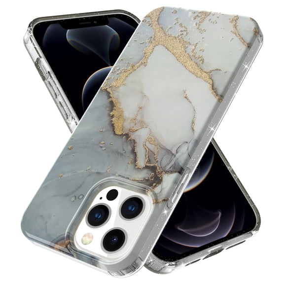 iPhone 13 Case 6.1", Ultra Thin Hybrid Protective Lightweight Marble Design Shockproof Case Soft TPU Back Cover for iPhone 13 2021, B