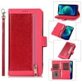 thumbnail image 1 of iPhone 13 Case, Allytech [9 Card Holders] Bling Glitter PU Leather Flip Stand Wallet Case with Money/Cash Pocket Full Protection Sparkly Hand Strap Purse Case for iPhone 13 (2021 6.1"), Rose, 1 of 1