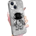 thumbnail image 1 of for iPhone 13 Case Astronaut, Clear Cases for iPhone 13 with Glitter Paper & Spaceman Stand, Women Girls Cute Electroplated Sparkly Space Phone Cover for 13 Silver, 1 of 12