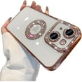 thumbnail image 1 of for iPhone 13 Case with Bling Glitter Rhinestones Diamond,Clear Cute Sparkly Aesthetic Rose Gold Phone Case,Luxury Plating Electroplate Case for iPhone 13, 1 of 14
