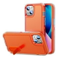 thumbnail image 1 of iPhone 13 Case with Built-in Metal Kickstand, Dteck 3-Layer Full Body Protection [Without Screen Protector] Rugged Heavy Duty Durable Cover Case for Apple iPhone 13, 
Orange+Clear, 1 of 8
