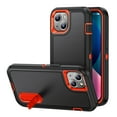 thumbnail image 1 of iPhone 13 Case with Built-in Metal Kickstand, Dteck 3-Layer Full Body Protection [Without Screen Protector] Rugged Heavy Duty Durable Cover Case for Apple iPhone 13, 
Black+Orange, 1 of 8