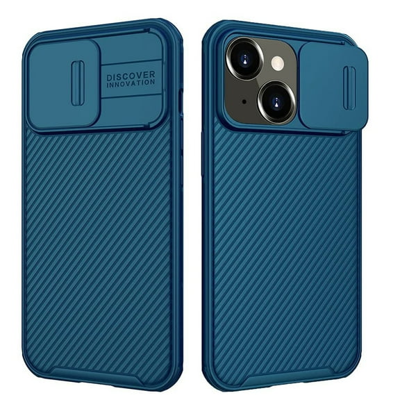 iPhone 13 Case with Camera Cover, iPhone 13 Slim Fit Thin Polycarbonate Protective Shockproof Anti-Scratch Cover with Slide Camera Cover, Upgraded Case for Apple iPhone 13 6.1 inch,Blue