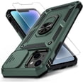 thumbnail image 1 of for iPhone 13 Case with Camera Lens Cover HD Screen Protector, 10 FT Military Grade Drop Protection, Magnetic Ring Holder Kickstand Protective Phone Case for iPhone 13 6.1 inch, Pine Green, 1 of 12