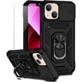thumbnail image 1 of for iPhone 13 Case with Camera Lens Cover, Dual Layer [15 FT Military Grade Drop Protection] Magnetic Ring Holder Kickstand Protective Phone Case for iPhone 13 6.1 inch (Black), 1 of 16