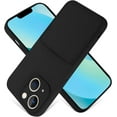 thumbnail image 1 of iPhone 13 Case Card Holder Black Liquid Silicone Soft Screen Protector Cover Shockproof Anti Scratch Microfiber Lining Full Body Protection Shell, 1 of 11