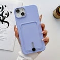 thumbnail image 1 of for iPhone 13 Case with Card Holder Cover Microfiber Inner Lining Liquid Silicone Credit Card ID Slot Slim Soft TPU Rubber Shockproof Protective Wallet Phone Case for iPhone 13, Purple, 1 of 9