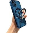 thumbnail image 1 of for iPhone 13 Case Clear  Build-in Stand with Camera Lens Protection MagSafe Shockproof Soft Protective Slim Phone Case Cover for iPhone 13 Case 6.1 Inch - Blue, 1 of 6