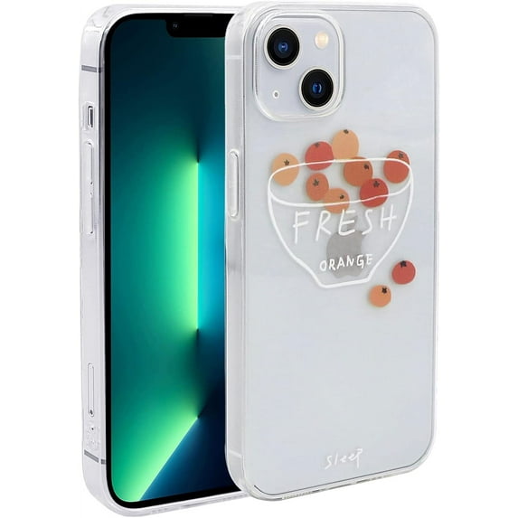 iPhone 13 Case, Clear Ultra Slim Shockproof Kawaii TPU Phone Case for iPhone 13 (6.1 inch) Cute Cover for Girls and Women, Orange