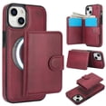 thumbnail image 1 of for iPhone 13 Case, Compatible with MagSafe, Detachable Magnetic Wallet Case with PU Leather Kickstand Card Slots Shockproof Protection 2 In 1 Function Case for iPhone 13, Winered, 1 of 6
