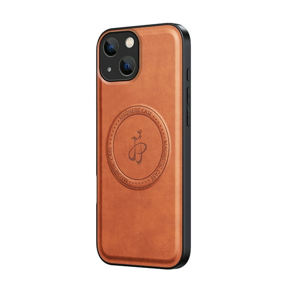 for iPhone 13 Case Compatible with MagSafe, Magnetic Premium PU Leather Case, Ultra Slim Cover Shockproof Protective Wireless Charging Phone Case Designed for iPhone 13, Brown