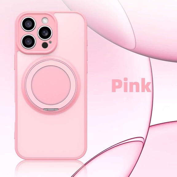 for iPhone 13 Case, Compatible with Magsafe with 360° Rotatable Magnetic Stand Ring Holder, Translucent Matte Back TPU Bumper Magnetic Phone Case Cover for iPhone 13, Pink